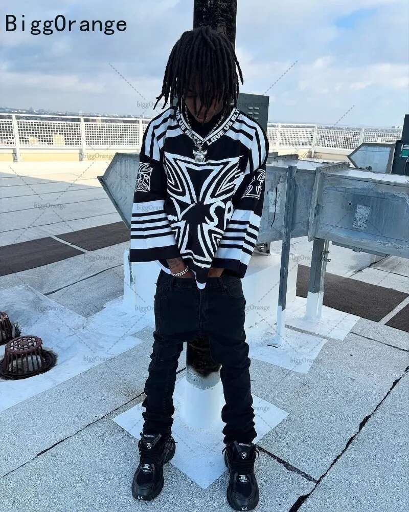 2025 New American Casual Loose Fashionable Versatile Top Men Street Hip-hop Haruku Y2K Retro Women Clothing