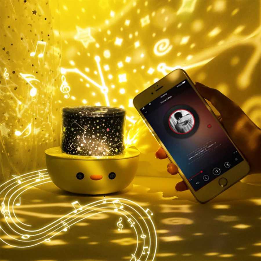 Rotating Music Projector Children Night Light Birthday Christmas Gift Galaxy Projection Sleep Lamp Bedroom Decoration M251114
