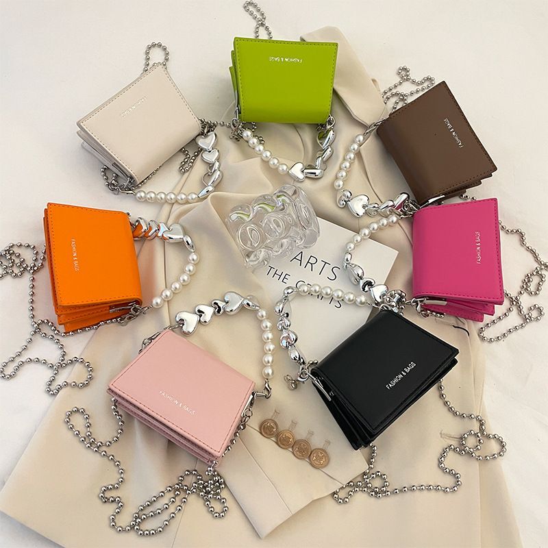 New Popular Fragrant Pearl Handbag Women's Single Shoulder Crossbody Chain Small Square Bag