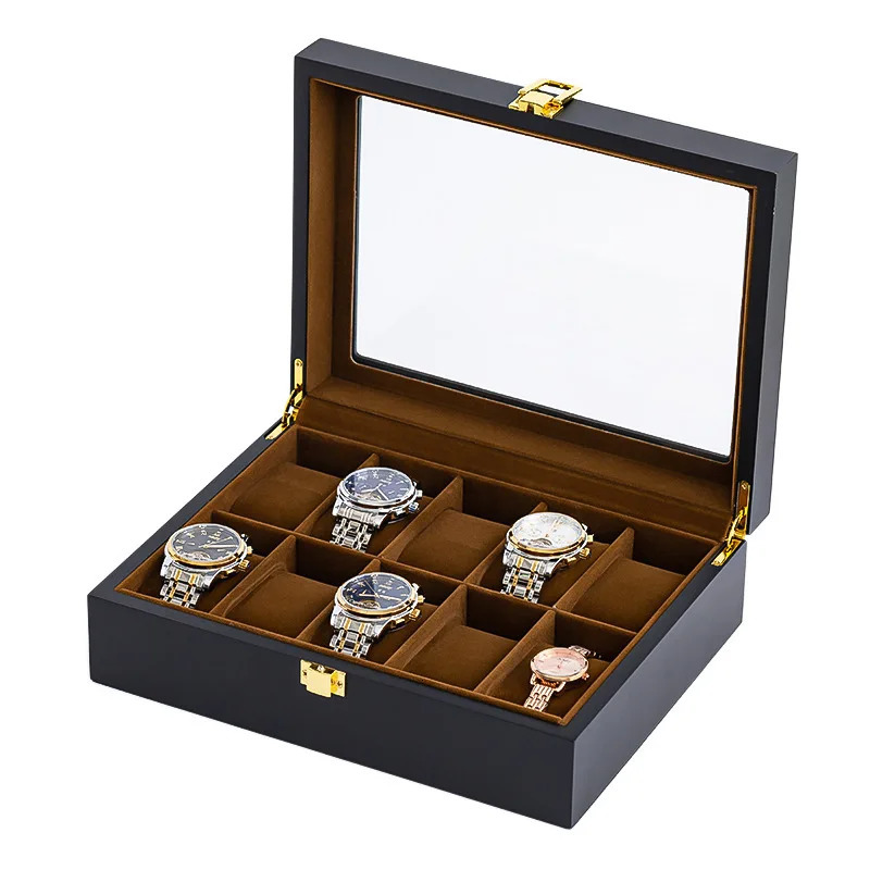 Handmade Wood Watch Box 6/10/12 Grids Watches Display Case Jewelry Holder Storage Organizer for Watch Holding 251110