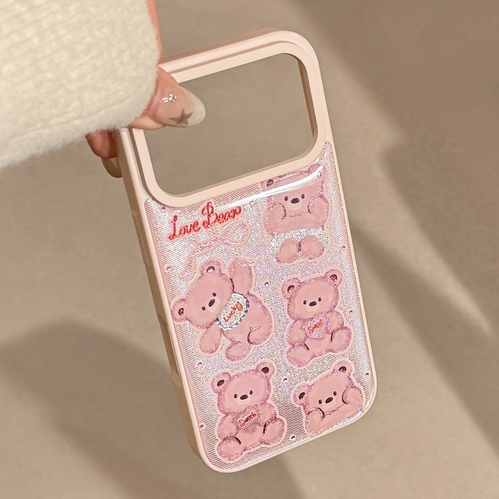 Cute Bear Cartoon Phone Case Compatible with iPhone 17/16 Pro Max Adorable Full Coverage iPhone 15/14 Pro