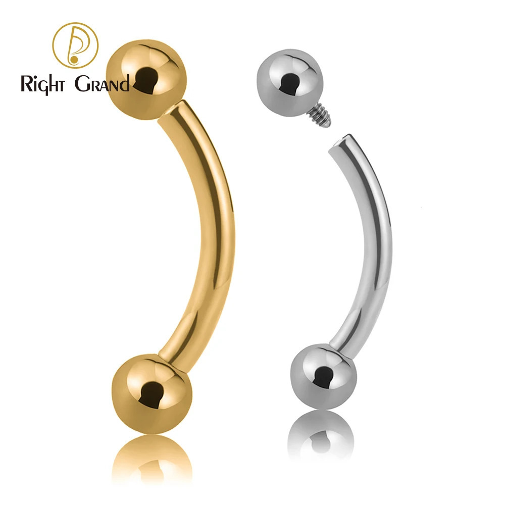 5pcs/lot Right Grand ASTM 36 Internally Threaded Eyebrow Piercing Rook Curved Barbell Kit Eyebrow Tragus Lip Rings 250403