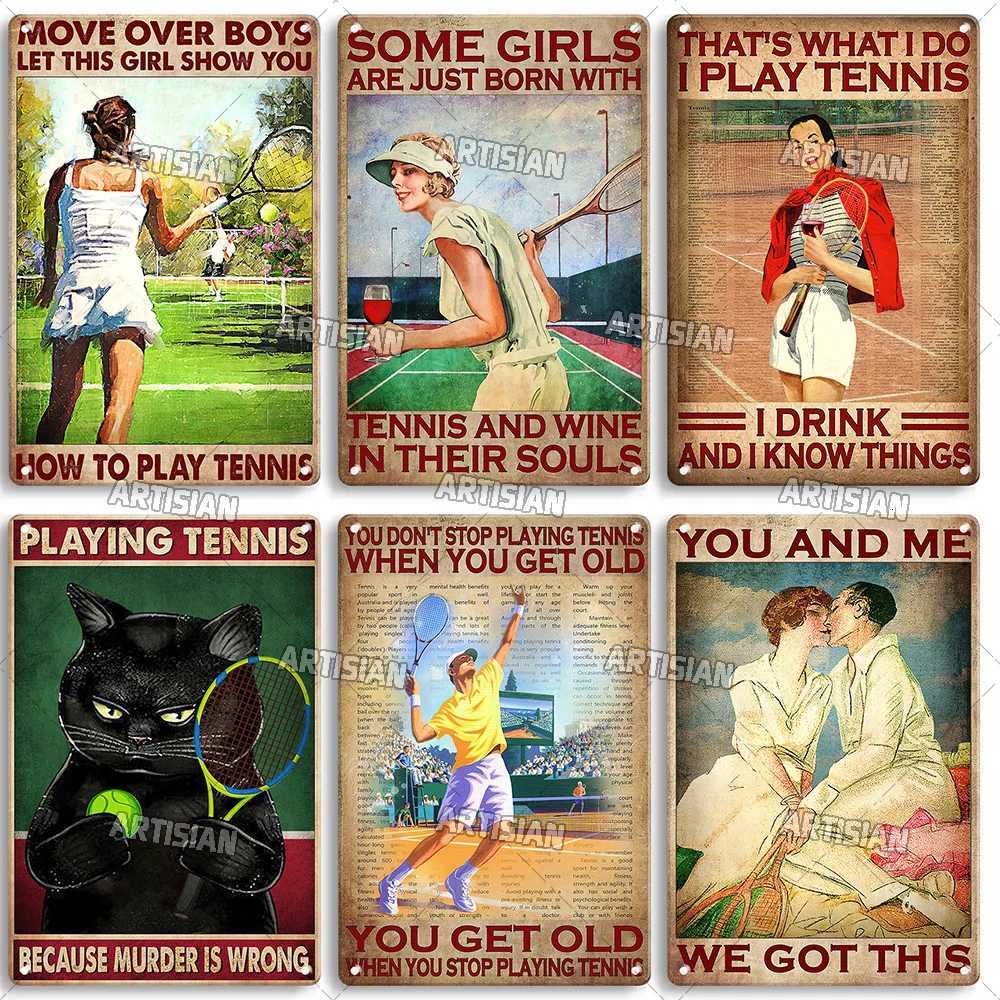 Artisian SPORT Metal Sign Tennis Tin Poster Decorative Plate Badminton Cricket Pickleball Plaque Wall Decor Garage Bar Pub ClubM251114
