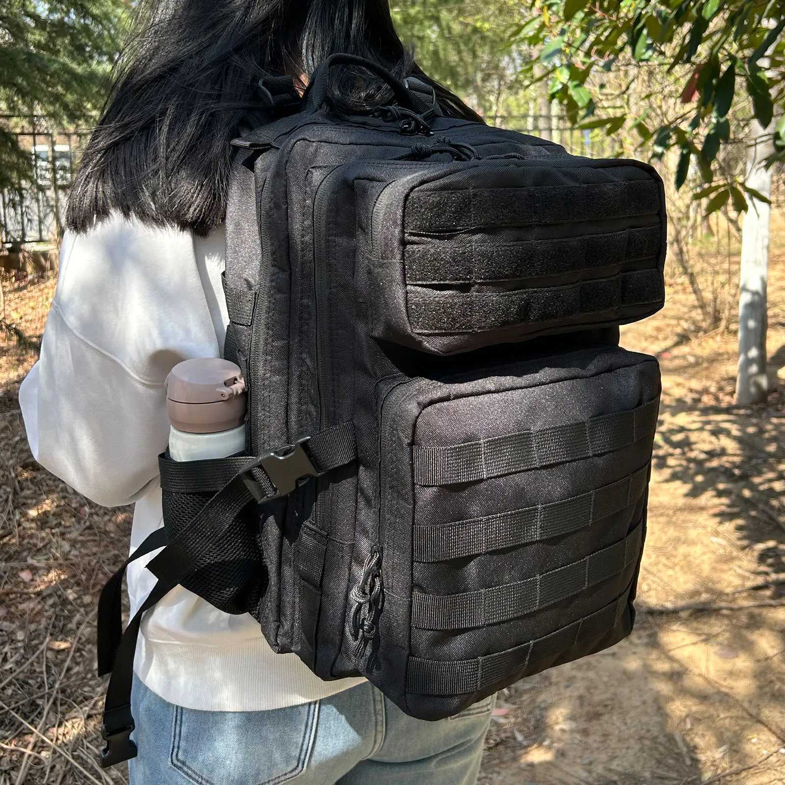 SYZM 35L/50L Tactical Backpack Hiking Rucksack MOLLE Backpack for Men Women Outdoor Fishing Camping Bag with Bottle HolderW251113