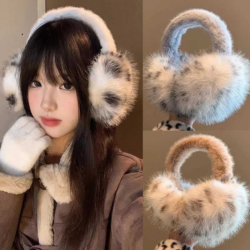 Plush Leopard Print Furry Earmuffs Women Fashion Cute Thicken Earflap Winter Windproof Warm Cycling Multicolor Ear Protection L251114