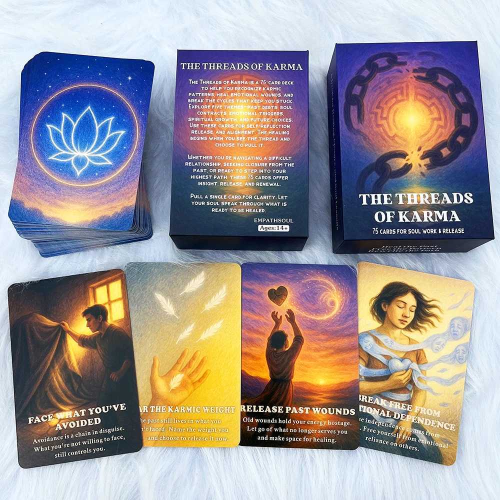 The Threads of Karma Oracle Cards 75 Cards for Soul Work and Release Deck for Closure and Soul Lessons Taro Deck C251114