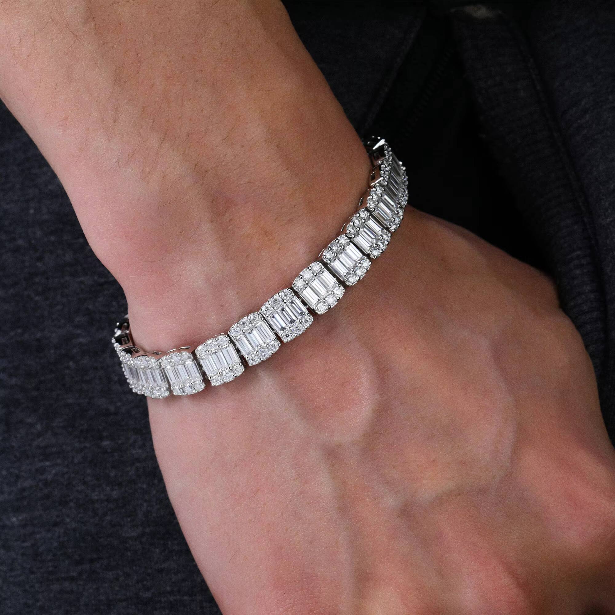 Hip Hop Cuban Jewelry for Men Iced Out Silver 925 Bracelets Men Moissanite Bracelet Men