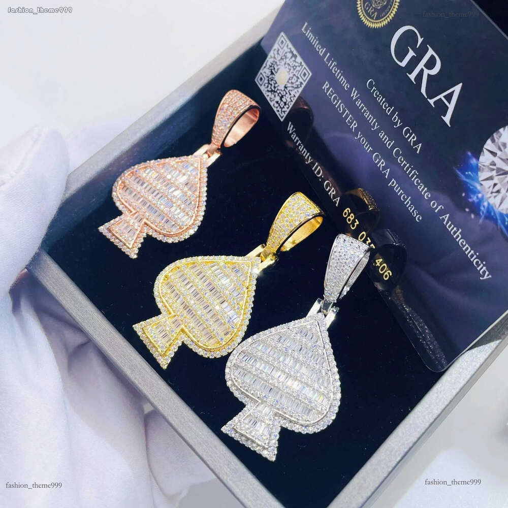 Iced out Jewelry Fashion hip hop Spade design custom Gold Sier Plated pendant VVS Moissanite Pendant