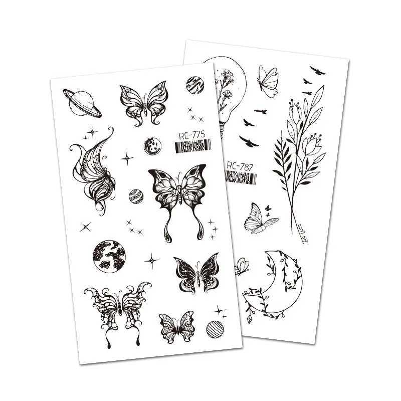 Dark Butterfly Sexy Waterproof Temporary Tattoo Sticker Indian Female Back and Waist Flash Tattoo Girl Body Art Fake Tattoo RealXJ25414