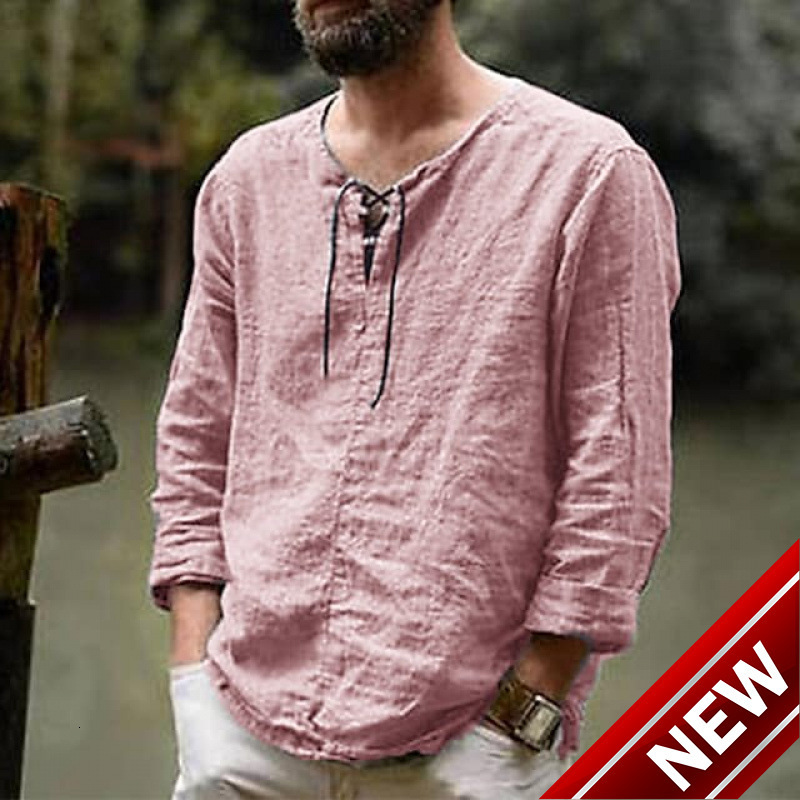 Spring and summer new long sleeved T-shirt mens solid color trend