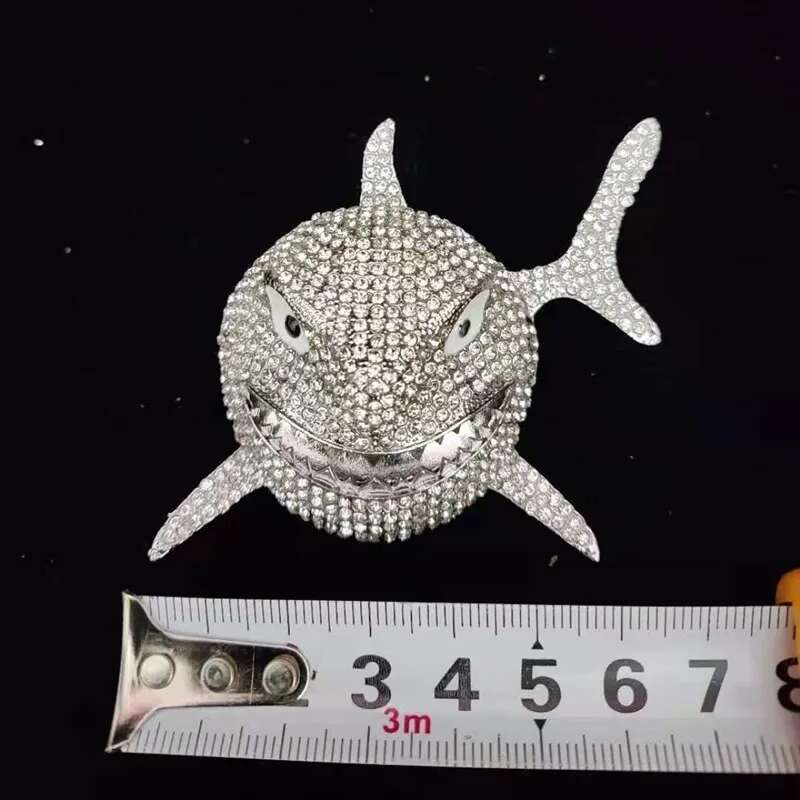 Big Size Shark Pendant Necklace For Men Hip Hop Bling Jewelry With Iced Out Crystal Miami Cuban Chain fashion jewelry