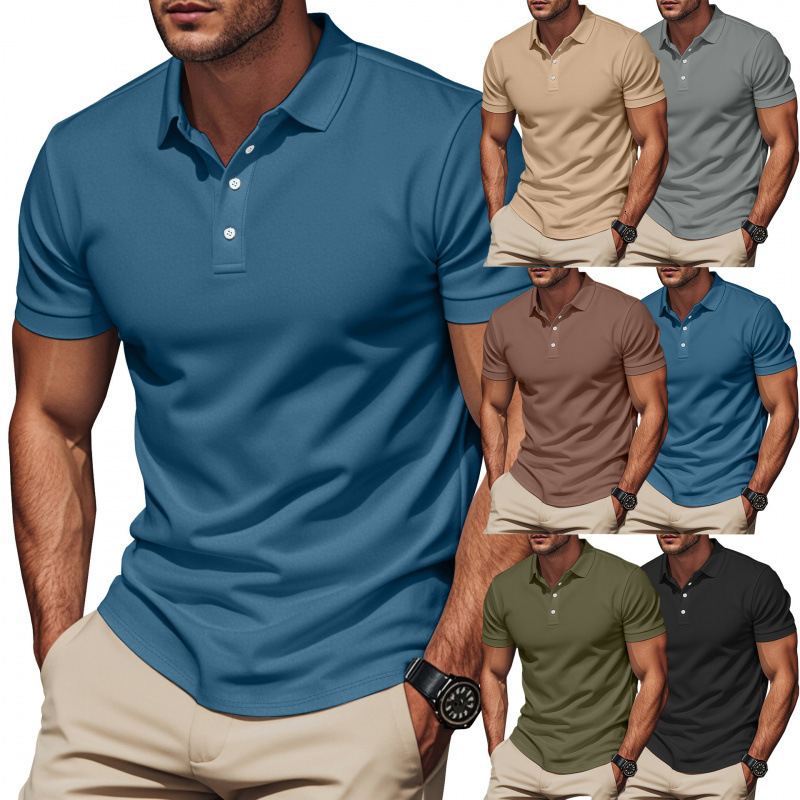 American casual British style summer mens T-shirt slim fit gentleman polo shirt polo shirt short sleeved shirt
