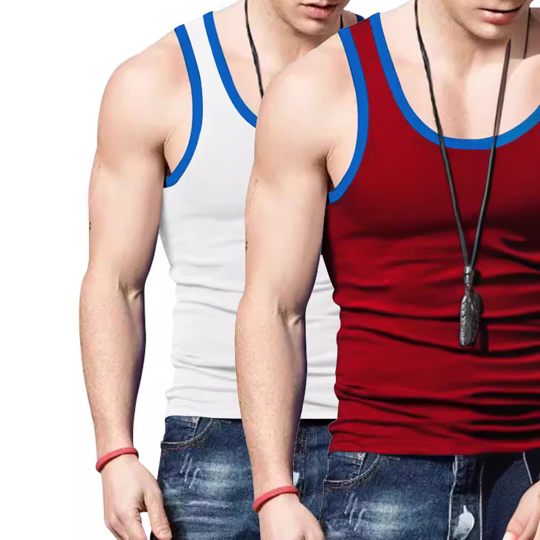 Summer Men's Tank Top Ice Silk Solid Color New Sleeveless Breathable Tight Sports Couple T-shirt Sweetheart/Piece