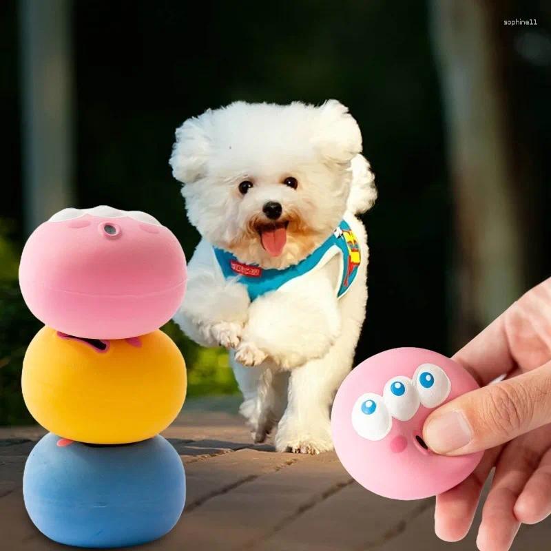 Update Puppy Toy Ball Cute Cartoon Big Eyeball Squeaking Sound Rubber Balls Dog Making Sounds Chews Playth Interactive Pet Toys Sphere