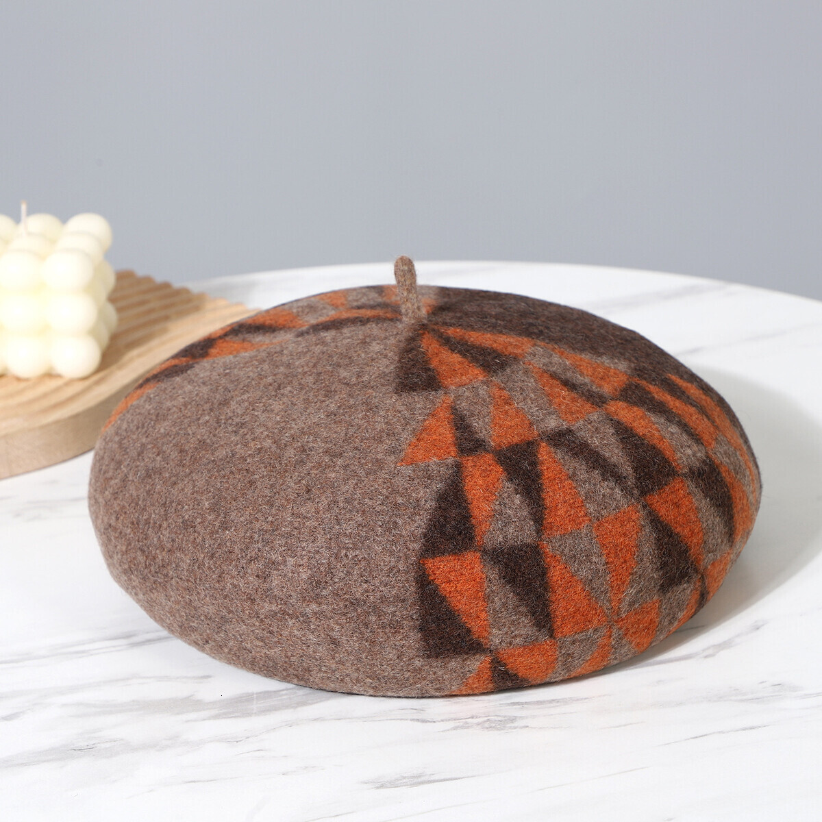 New Fashion Versatile Rabbit Hair Beret Trendy Korean Pattern Splicing Wool Hat Women's Autumn and Winter Bud Hat