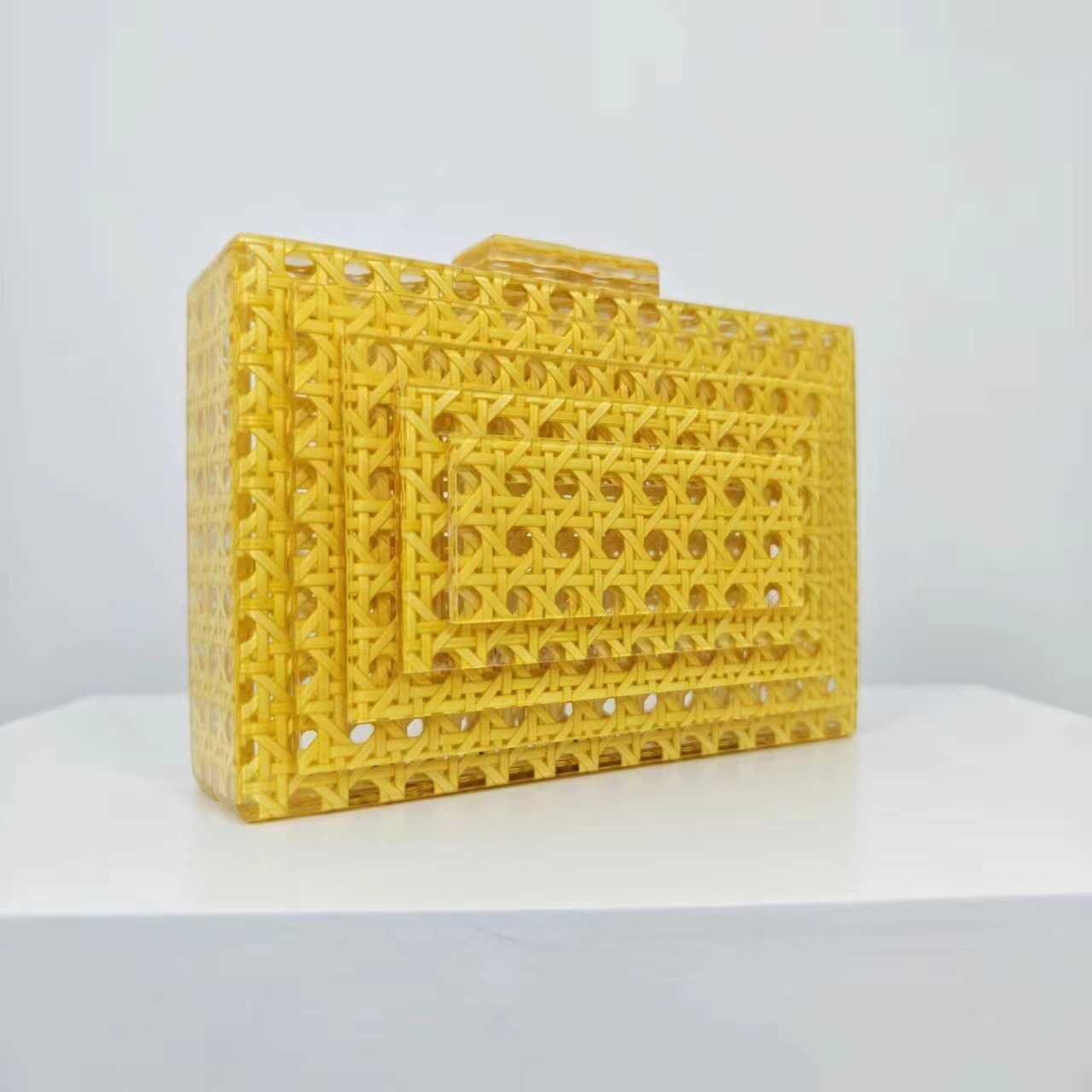 selling new rattan acrylic dinner bag hand held bag one shoulder diagonal cross wedding Fashion womens bag