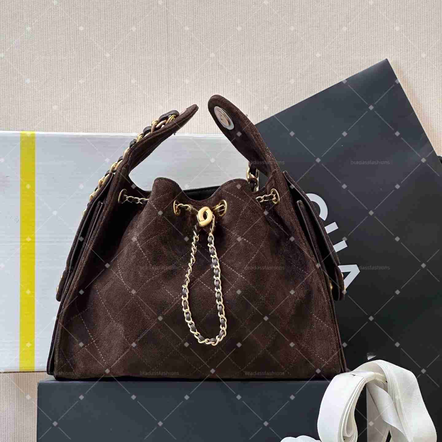 Shoulder Bags Shoulder Handbags 2025 Designer Bag String Bucket Tote Large Hobo Suede Leather Gray Casual Dia Lattice Long Chain Crossbody Fashion Brand 25C