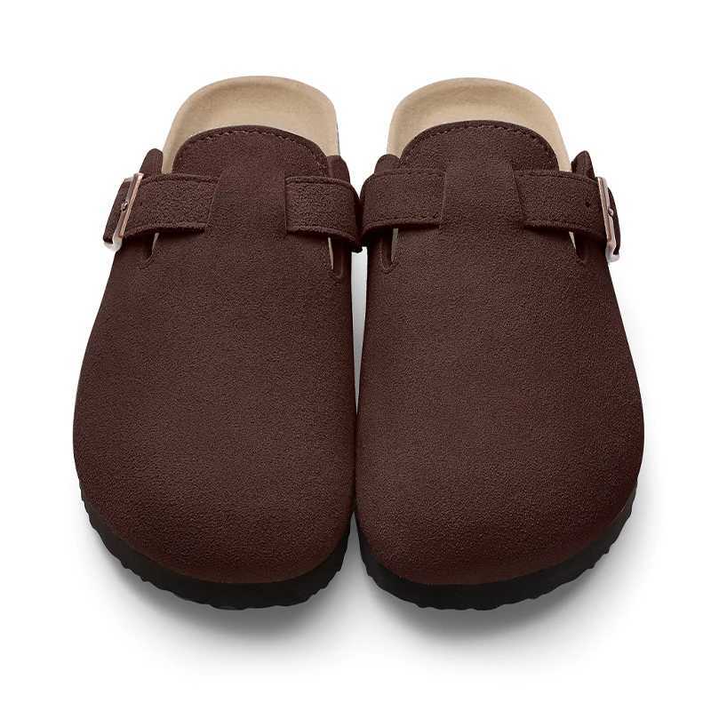 hot Evshine Fashion Sliding Button with Foot Mat Wide Summer Mens Cork Mule Cow Fleece Face Womens Treasure Head Clogs W250414