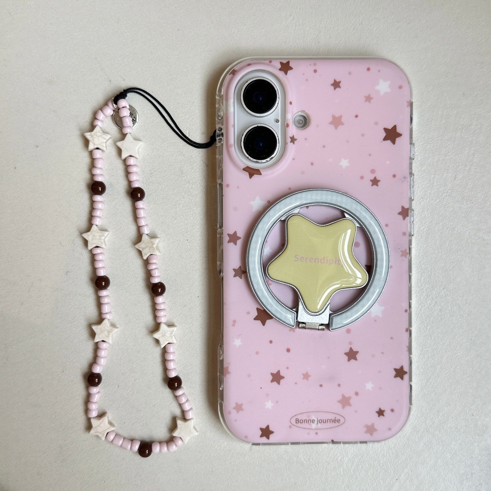 Solid Color Magnetic Star Phone Case Compatible with iPhone 17/16 Pro Max Simple Stand iPhone 15/14 Niche