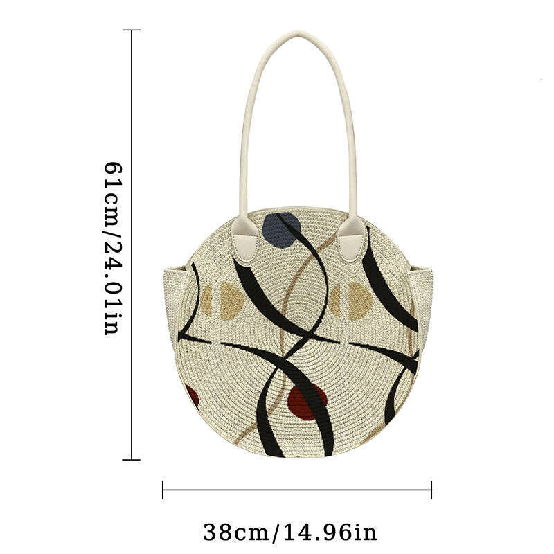 Handmade Beach Bag 2025 Spring Summer Fashion New Style Versatile Simple And Elegant Large Capacity Straw Woven PU Shoulder Crossbody Bag Kq2
