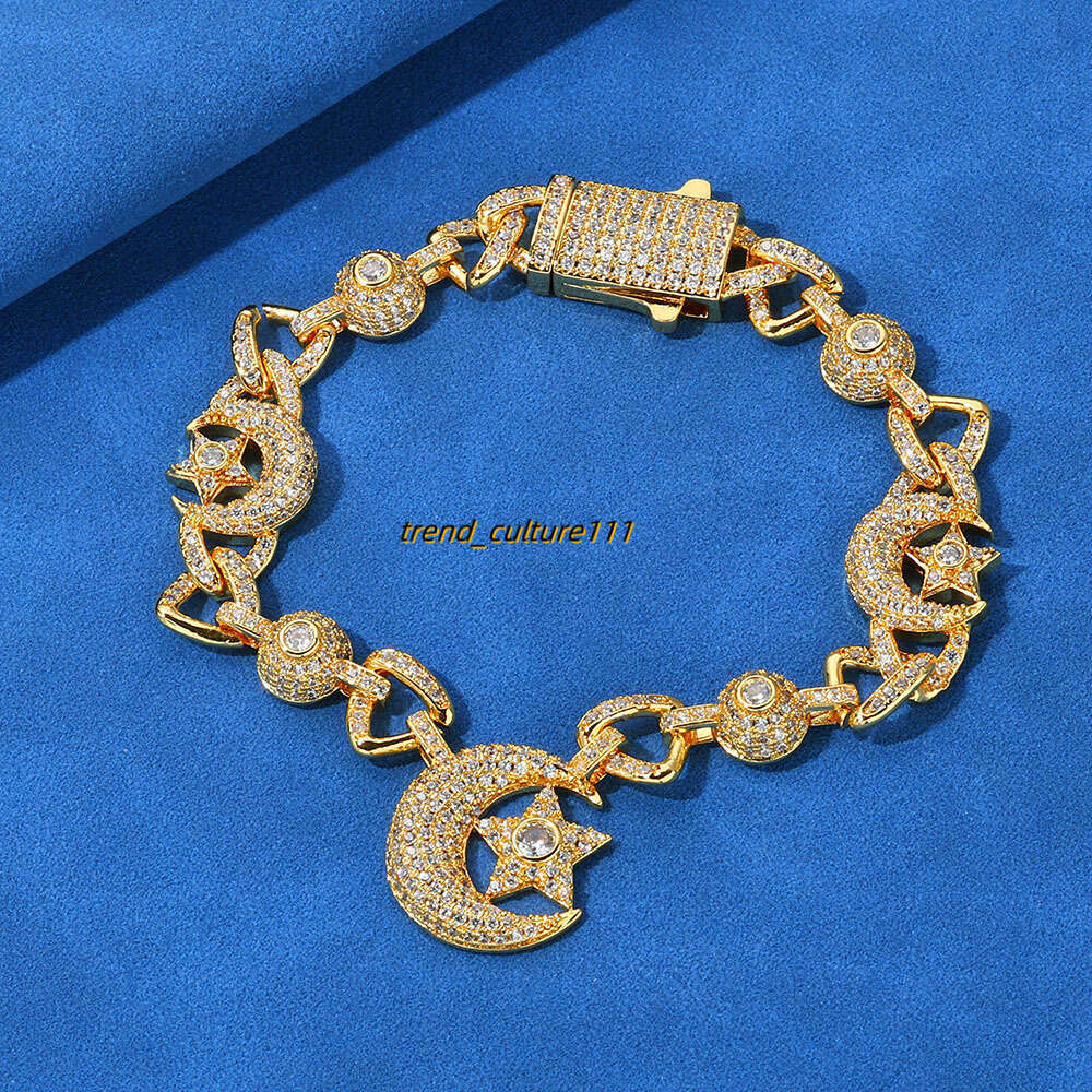 Hip hop 10mm Moon Star Light Premium Men's Moissanite Bracelet Accessories