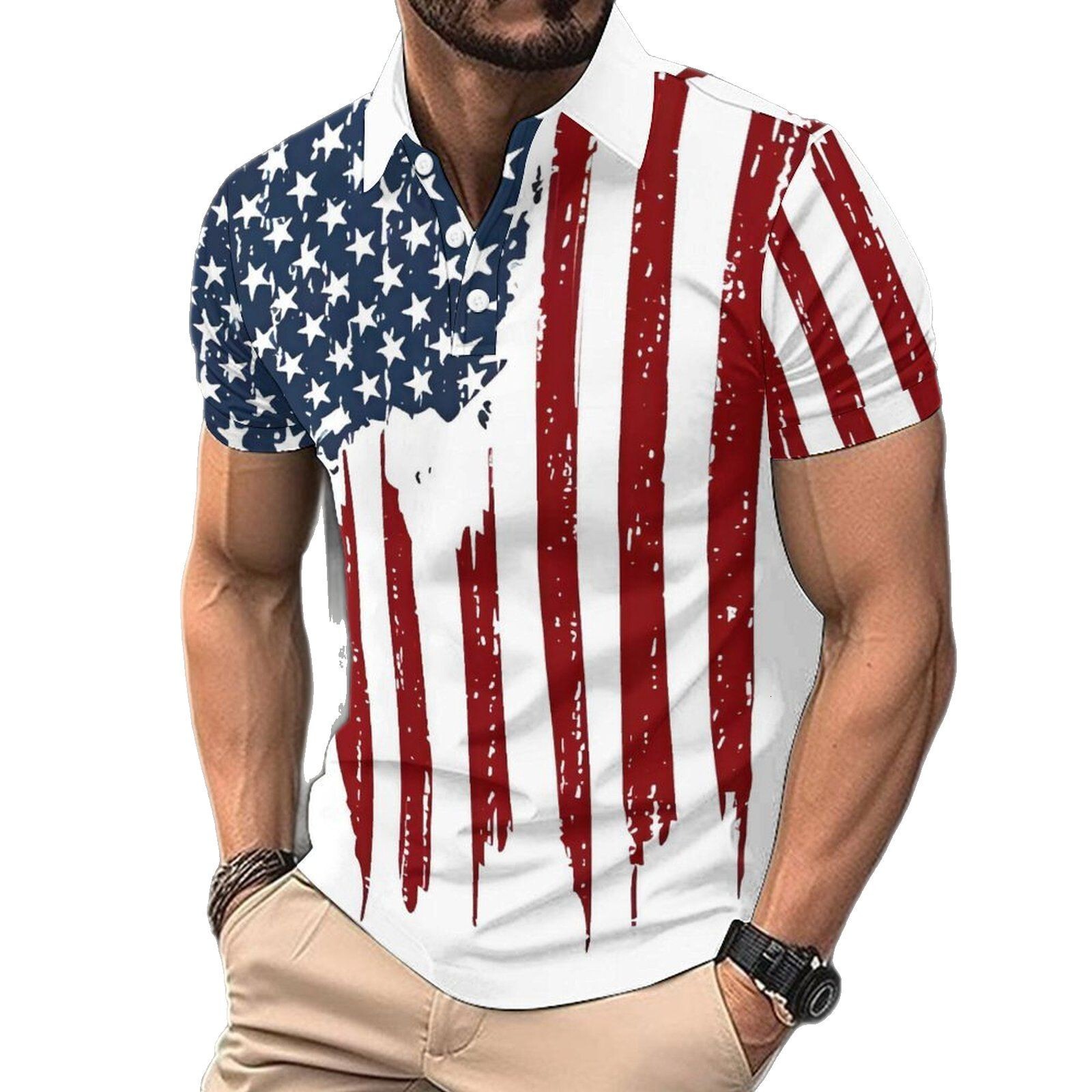 2025 new lapel sport polo shirt for summer fashion casual graffiti printed short sleeved men's T-shirt