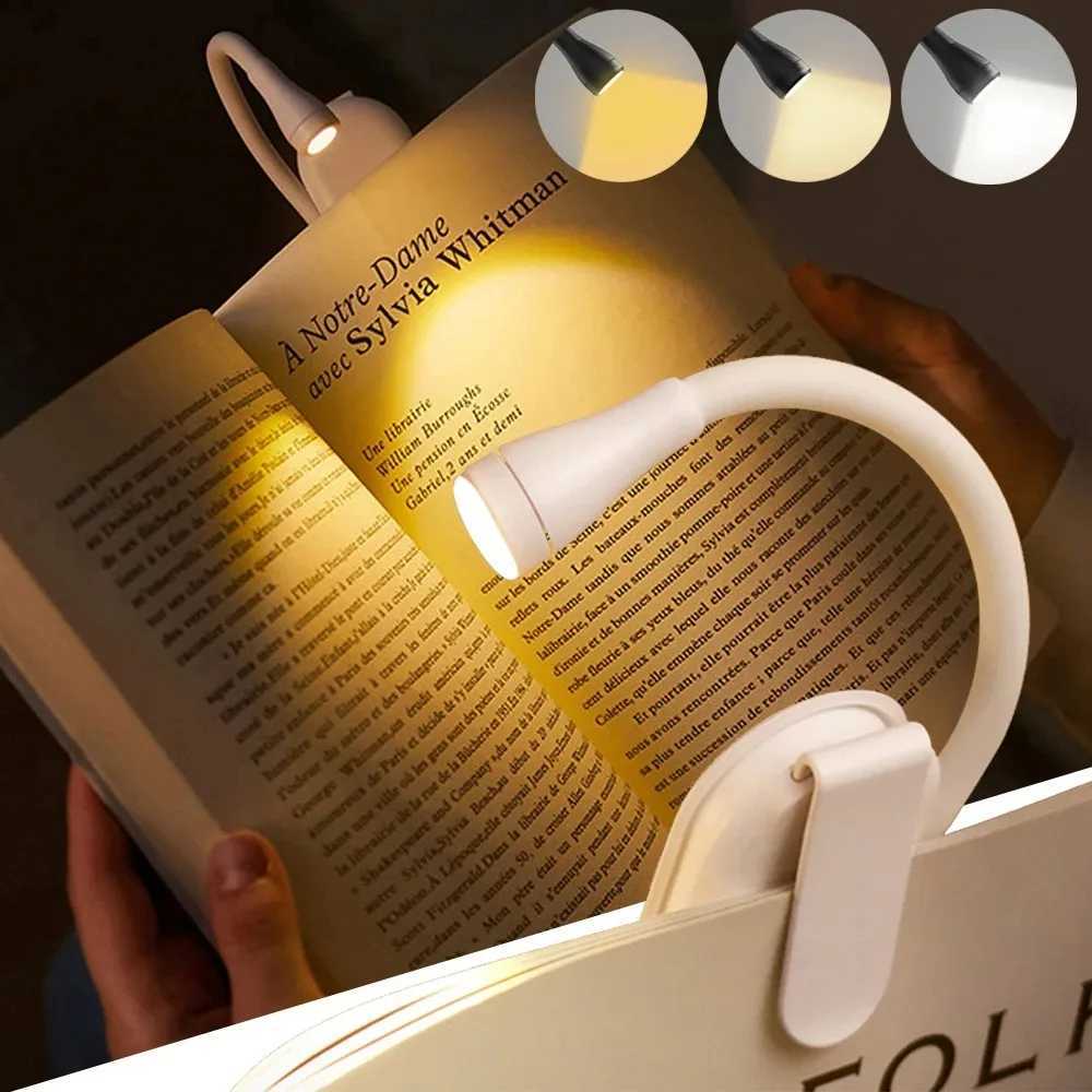 Rechargeable 3-Color Book Light Night Lamp with Clip for Reading in Bed Table Lamps with Stepless Brightness M251114
