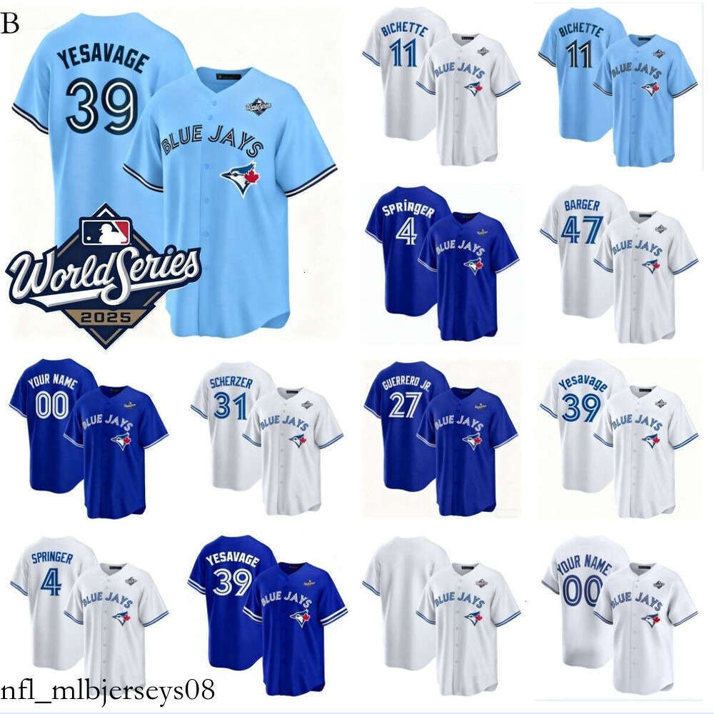 MLB 2025 World Series Toronto Blue''Jays''Baseball Jersey 39 Trey Yesavage 27 Vladimir Guerrero Jr. 4 George Springer 11 Bo Bichette 30 Alejandro Kirk Clement