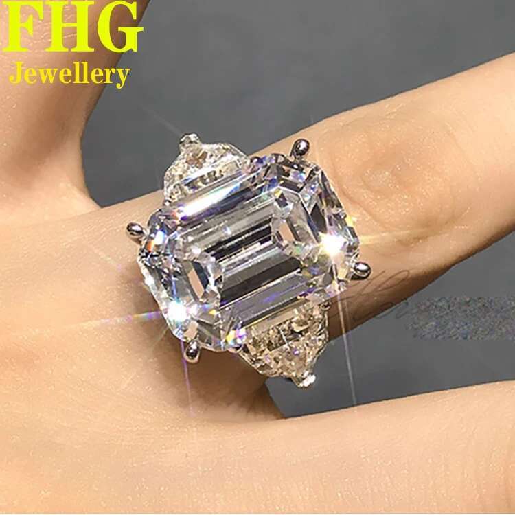 Emerald 8Carat Shape Au585 14K White Gold Ring DVVS1 Moissanite Diamond ring Women Wedding Party Engagement birthday