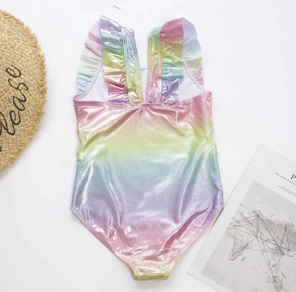 Rainbow Unicorn Sequins Summer Kids One Piece Swimwear Swimming Bathing Suit 2025 Children Monokini Girls Swimwear Swimsuit 282W251113
