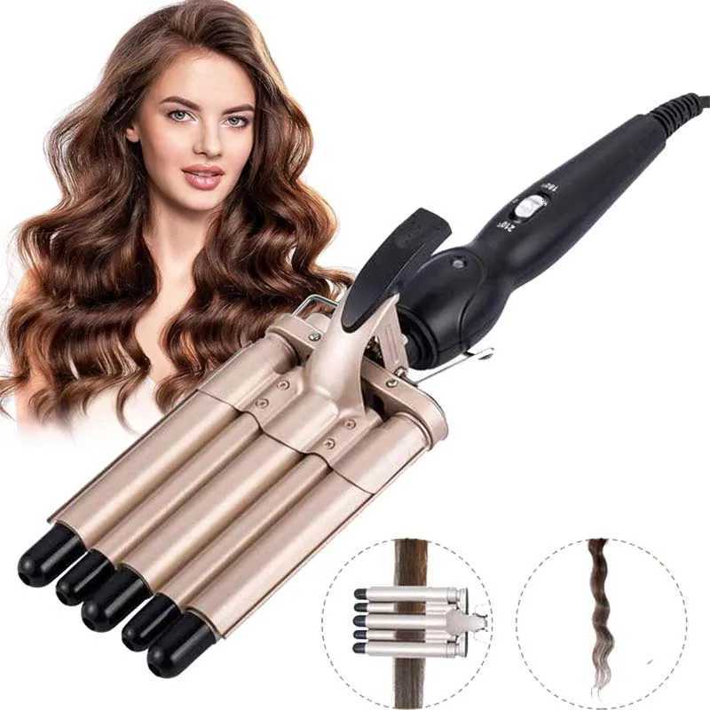 Dual Voltage 5 Barrel Ceramic Tourmaline Hair Curling Iron Portable Electric Ripple Big Wave Hair Curler For Household UseT251114