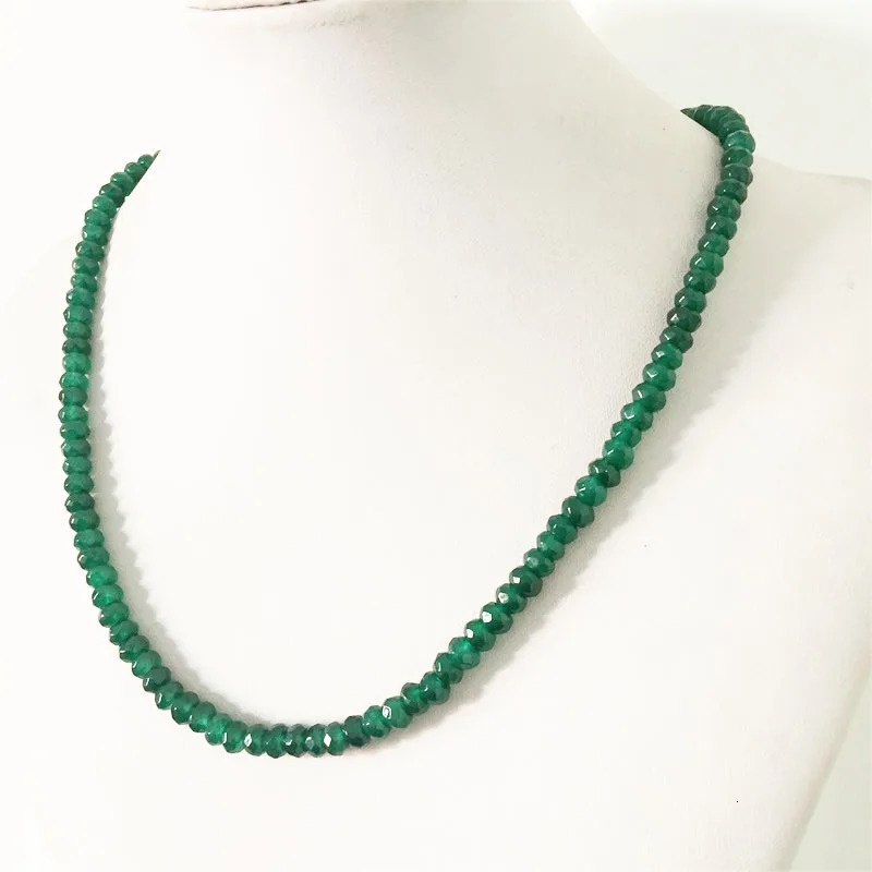 4*6MM Faceted Green Emerald Jade Necklace for Women Natural Stone Bead Choker Collares Abacus Gift Jewelry 250407
