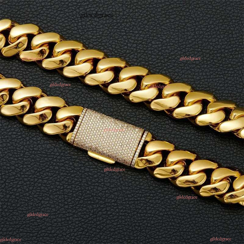 Streetwear miami cuban k chain trendy mens jewelry gold color gifts classic necklace woman choker top quality 20mm daily outfit dd092