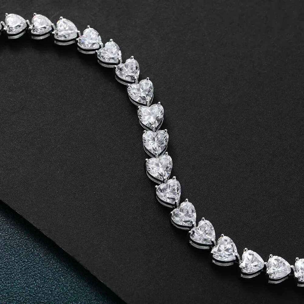 Heart Shape Moissanite Tennis Bracelets with Certificates 925 Sterling Silver Sparkling Diamond Bangle Fine Jewelry for Women