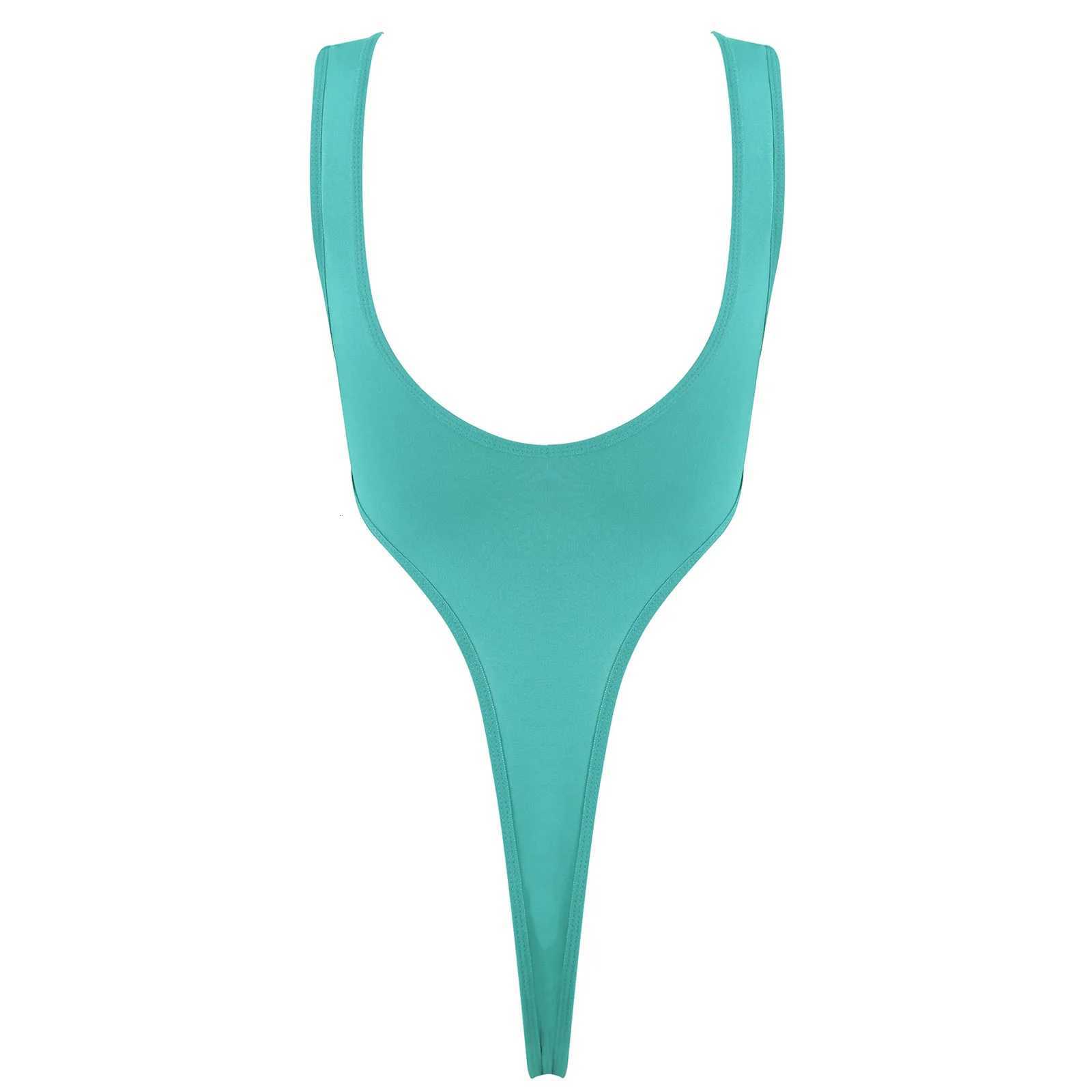 Womens Swimsuit One Piece Silky See Through Sheer Lingerie Swimwear Deep Scoop Neck Sleeveless High Cut Thong Leotard BodysuitW251113