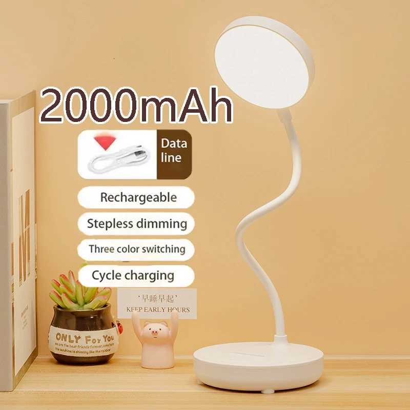 LED Desk Lamp Portable Eye Protection USB Plug 3 Dimming Color Stand Stepless Dimming Eye Protection Bedroom Bedside Lamp Work M251114
