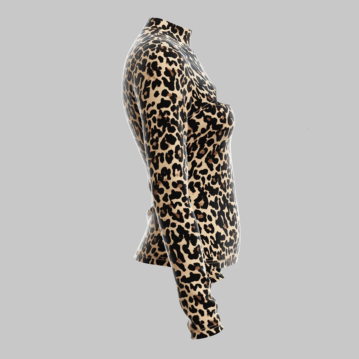 Mia Muse Womens T-Shirts All Season French Sexy Cut-Out Leopard Print Long Sleeve Crew Neck Fashion T-Shirts 250409