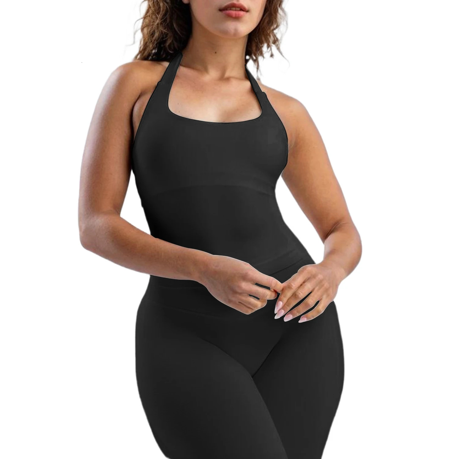 Seamless sports vest womens sexy deep Vneck sleeveless set basic square neckline summer G 250414Z