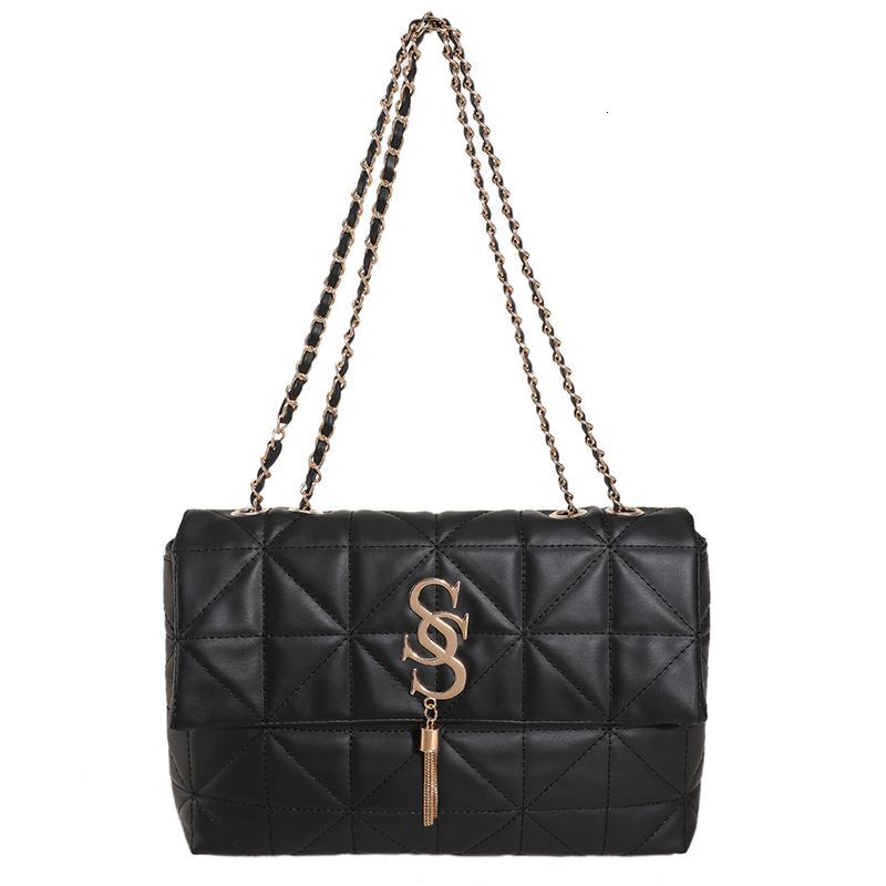 Women's Bags Versatile Commuting Textured Tassel Decorated Ladies Simple Solid Color Chain Messenger Bag For Women