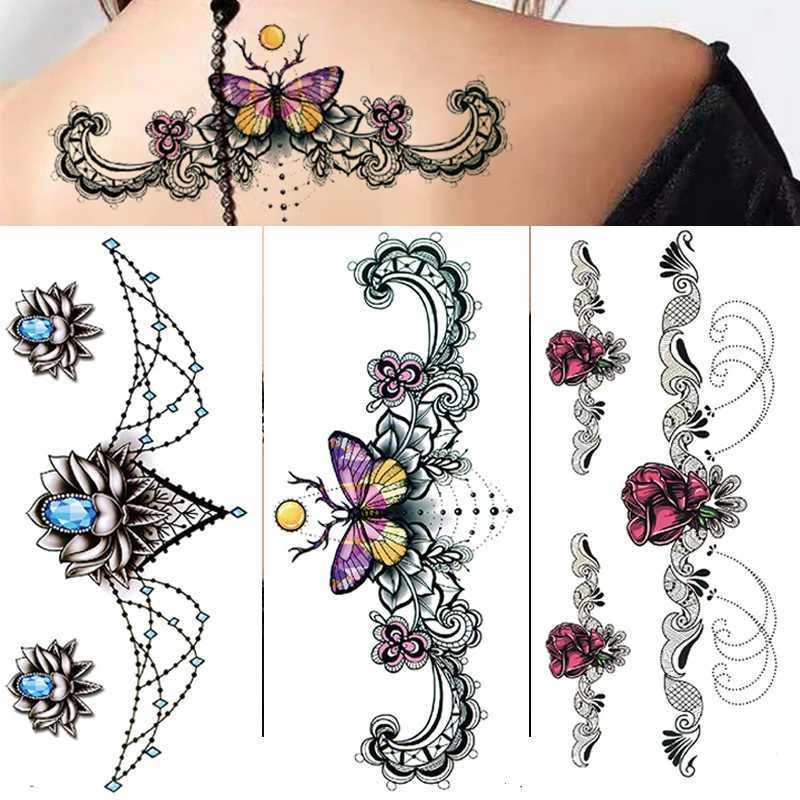 3 waterproof temporary tattoo stickers paper flowers rose glitter butterfly lace womens body art arms fashion fake sleevesXJ25414