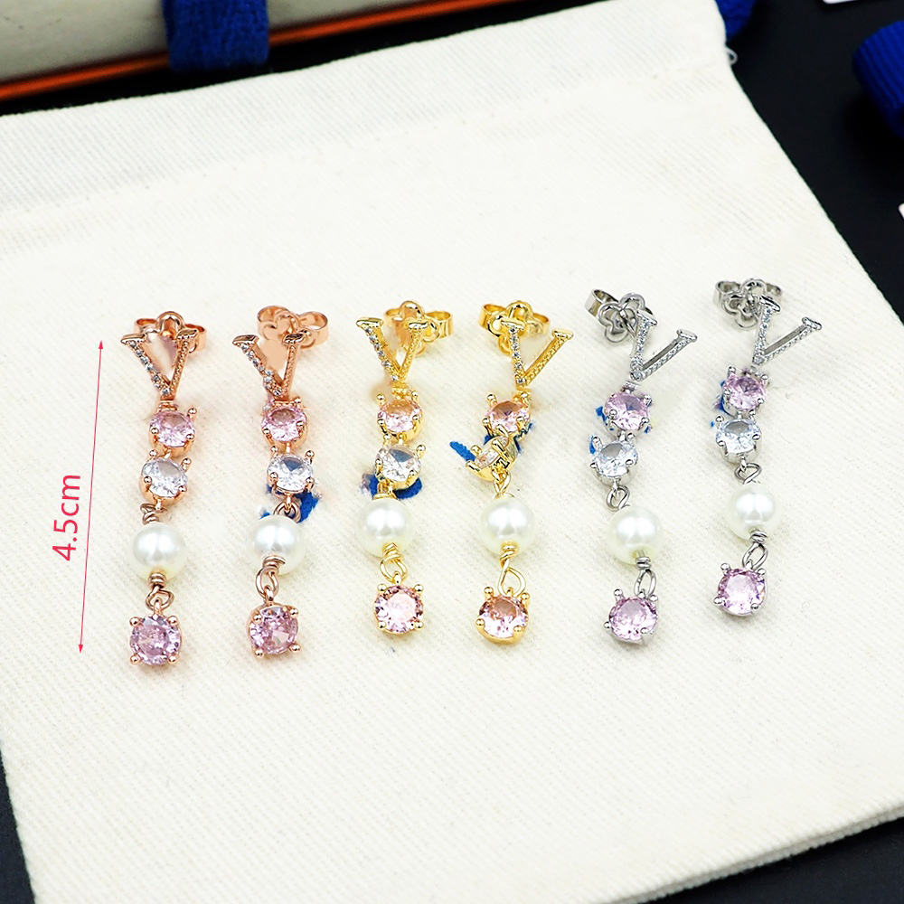 Luxurious White Pearl & Rose Gold Studded Fashion Earrings for Ladies - High-End Design