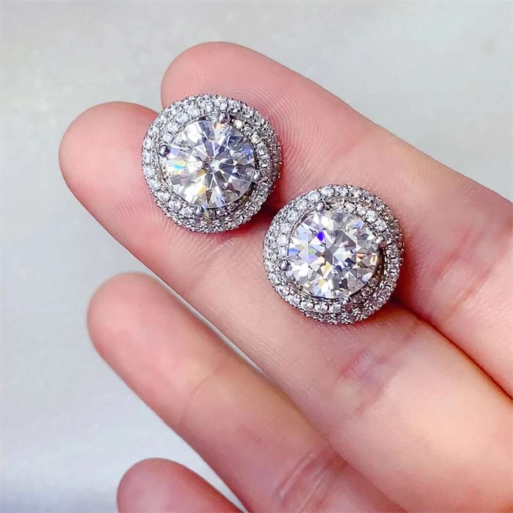 6cttw Moissanite Stud Earrings for Women 925 Sterling Silver Round Brilliant Cut D Color Lab Diamond Earring with Certificate
