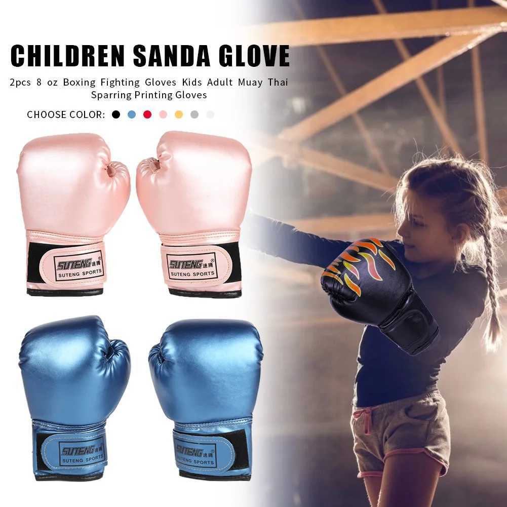 2pcs Boxing Training Fighting Gloves PU Leather Kids Breathable Muay Thai Sparring Punching Karate Kickboxing Professional Glove L251114