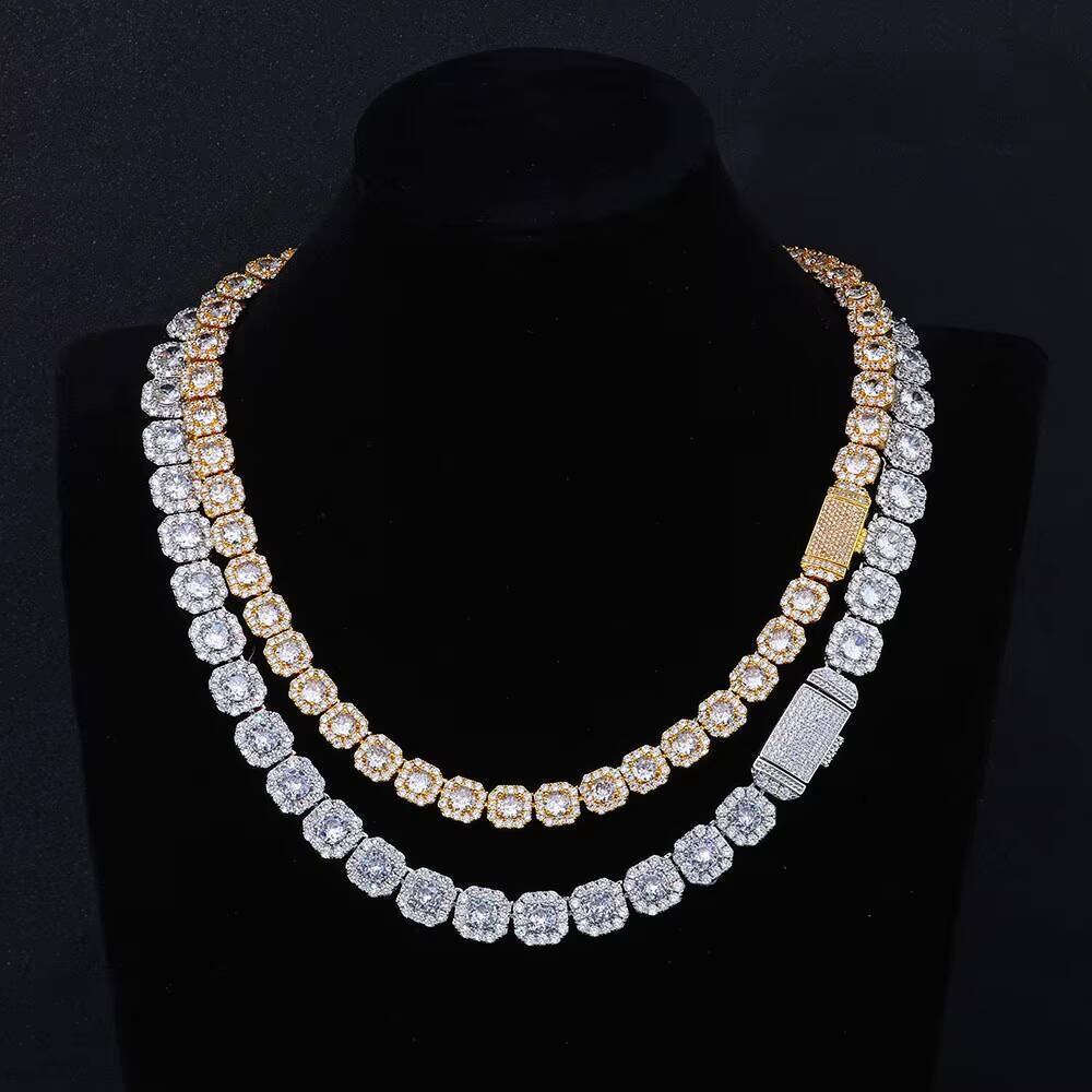 Fine Jewelry Lced Out Spring Buckle Tennis Chain S925 Silver Moissanite Necklace Hip Hop Mens Bracelet Necklace Wholesale