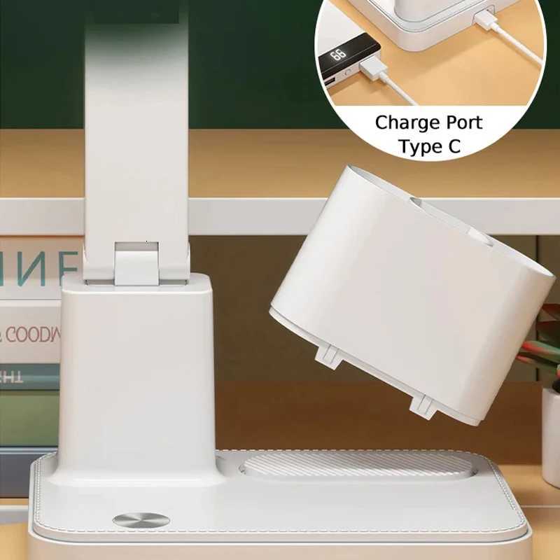 LED Learning Desk Lamp USB CharginG Holder Unilateral Clock Three-Level Light Source Adjustment Long Press Stepless Dimming M251114