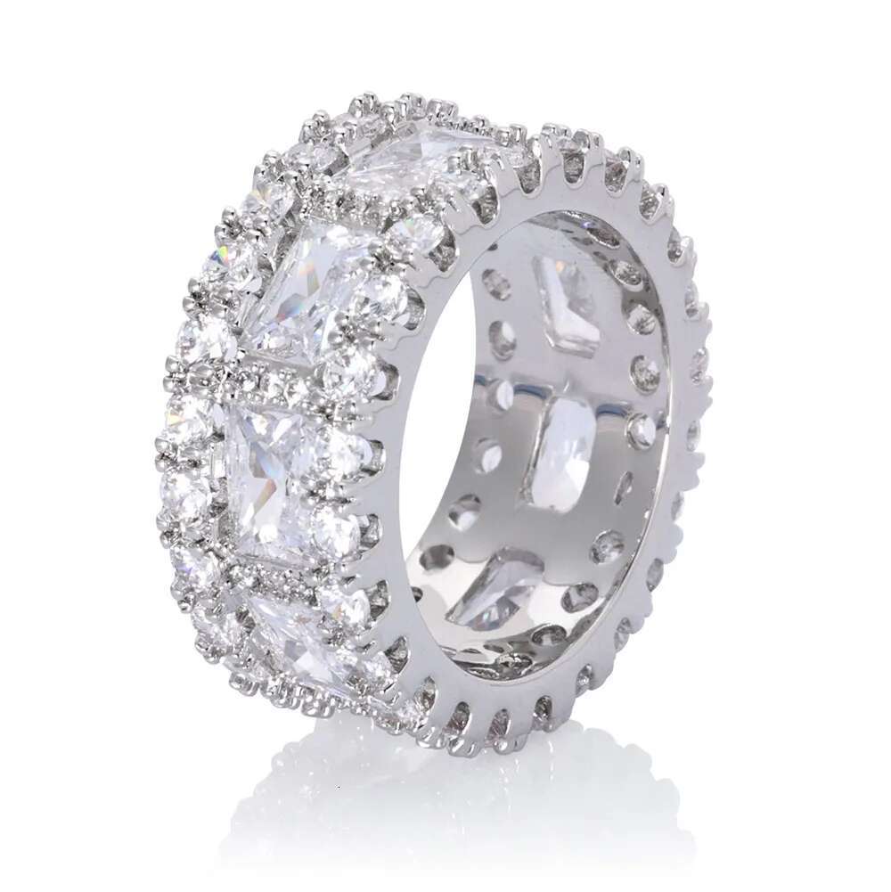 Sparkling Lab VVS Diamond 925 Silver Ring Jewelry Double Row Stone Moissanite Eternity Ring For Women And Man