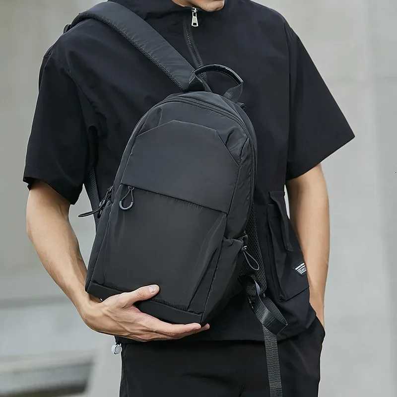 Small Mens Backpacks Sports Outdoor Man School Bag Fashion Oxford Cloth Mini Travel Shoulder Bags for Male 2024 Black RucksackW251113