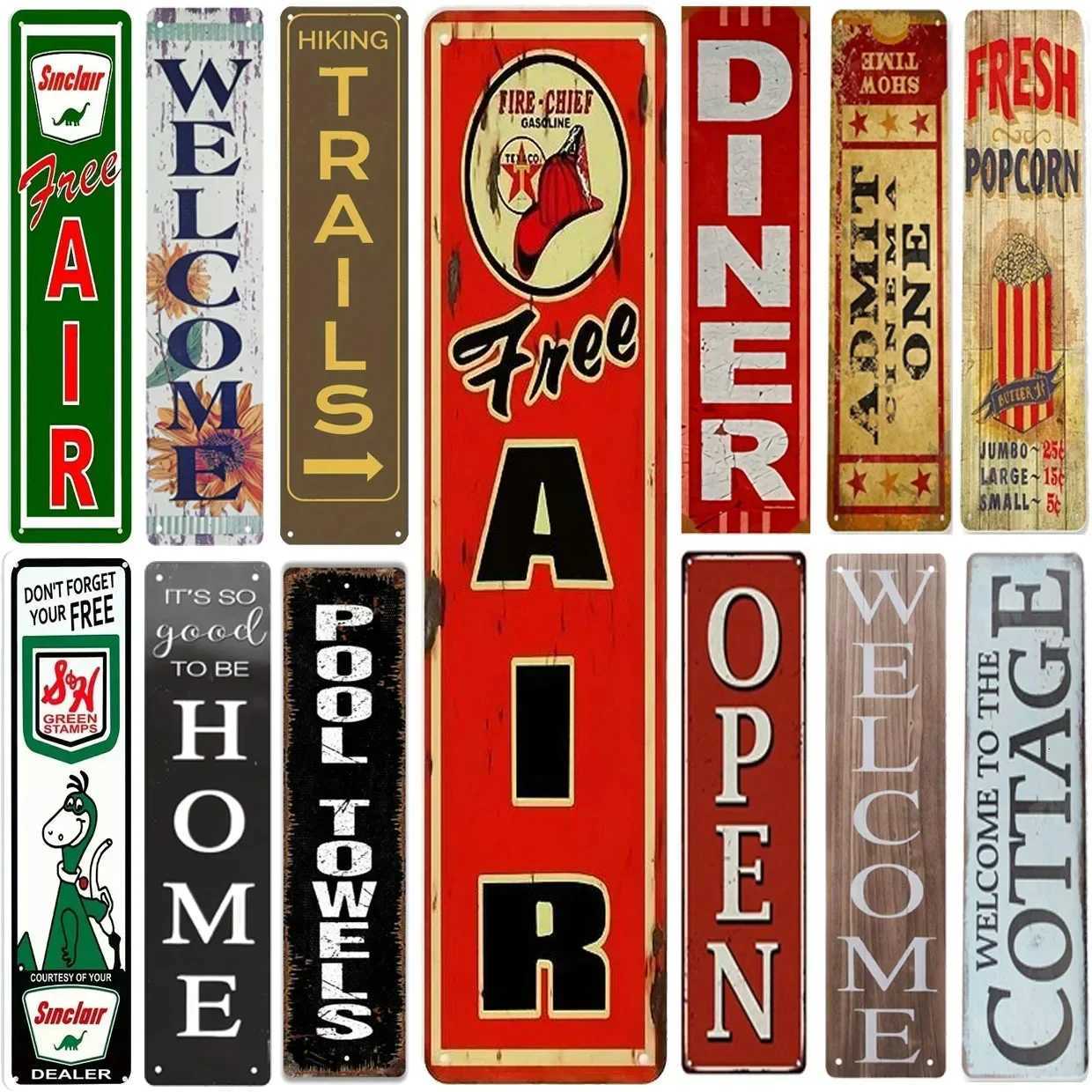 Decor Free Air Gas Oil Vintage Signs Funny Street Metal Signs Country Road Sign for Home Wall Cafe Bar Man Cave OutdoorM251114