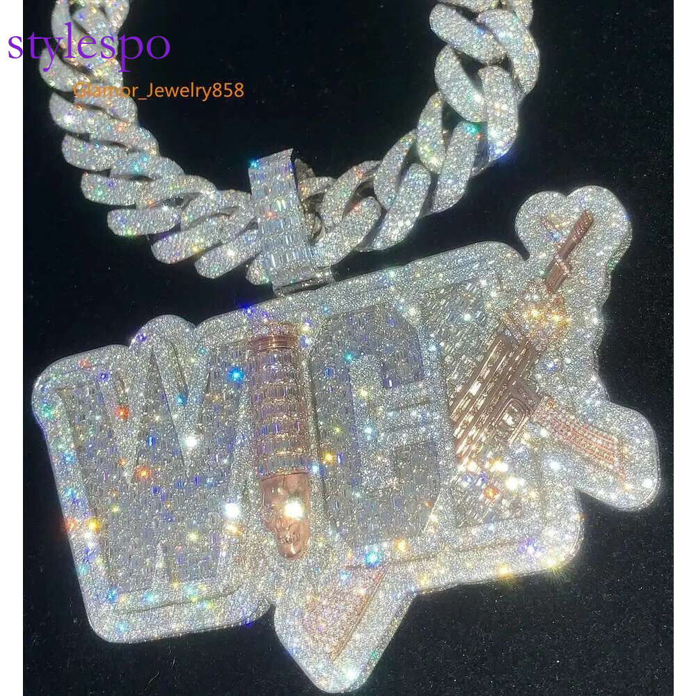 Custom Sterg Sier VVS Moissanite Hip Hop Mens Jewelry Iced Out Necklace moissanite Pendant