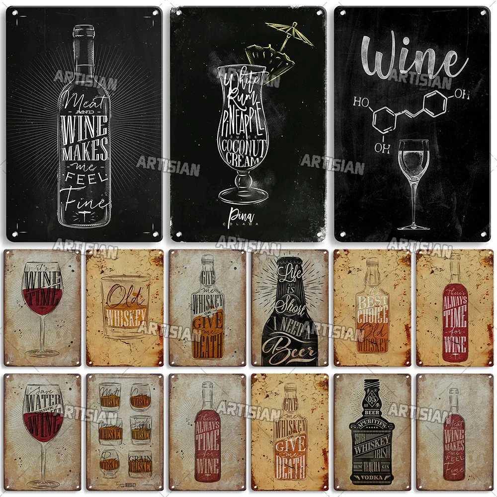 ARTISIAN Whiskey Metal Poster Vintage Wine Decorative Plate Rusty Beer Metal Sign Club Pub Restaurant Wall Industrial DecorationM251114